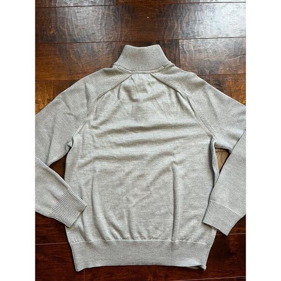 Banana Republic Extra Fine Merino Wool Blend 1/4 Snap Knit Gray Sweater Mens L - Picture 5 of 5